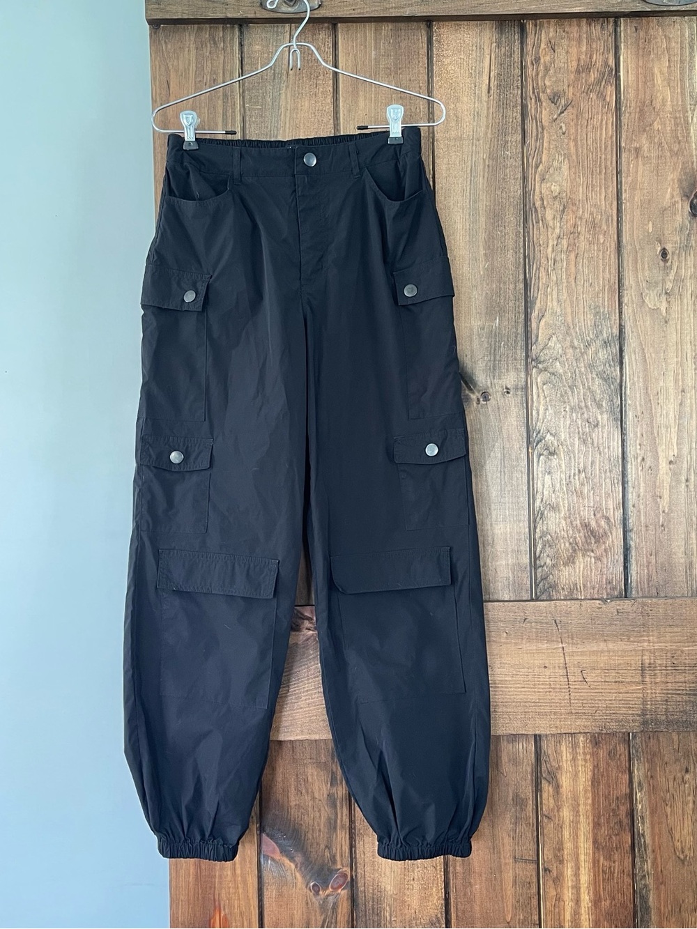 Almost Famous Black Cargo Parachute Jogger Pants Medium Utility
